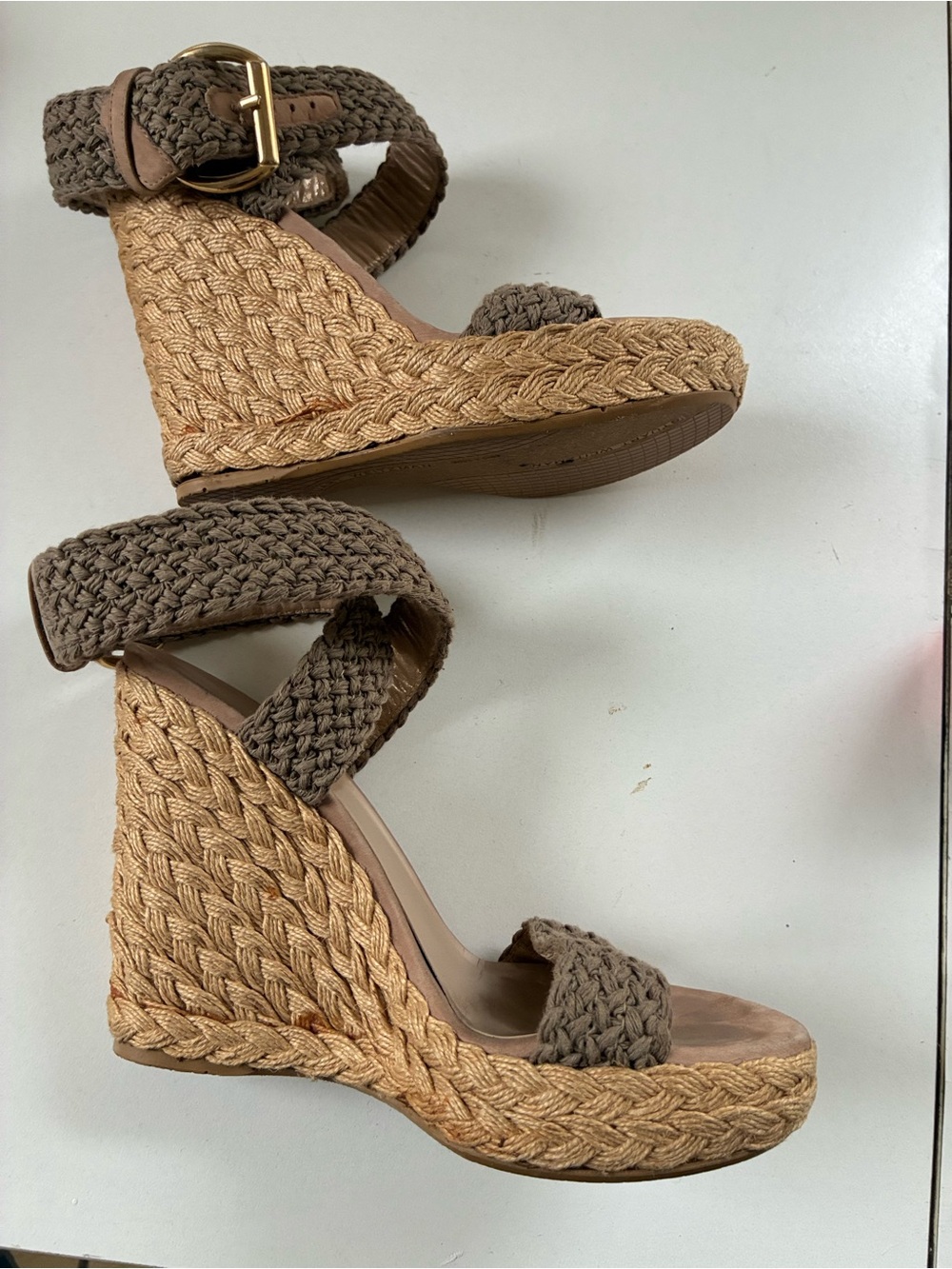 Stylist Archive | Stuart Weitzman Green Braided Espadrille Wedge Sandals Size 7 - Picture 4 of 6